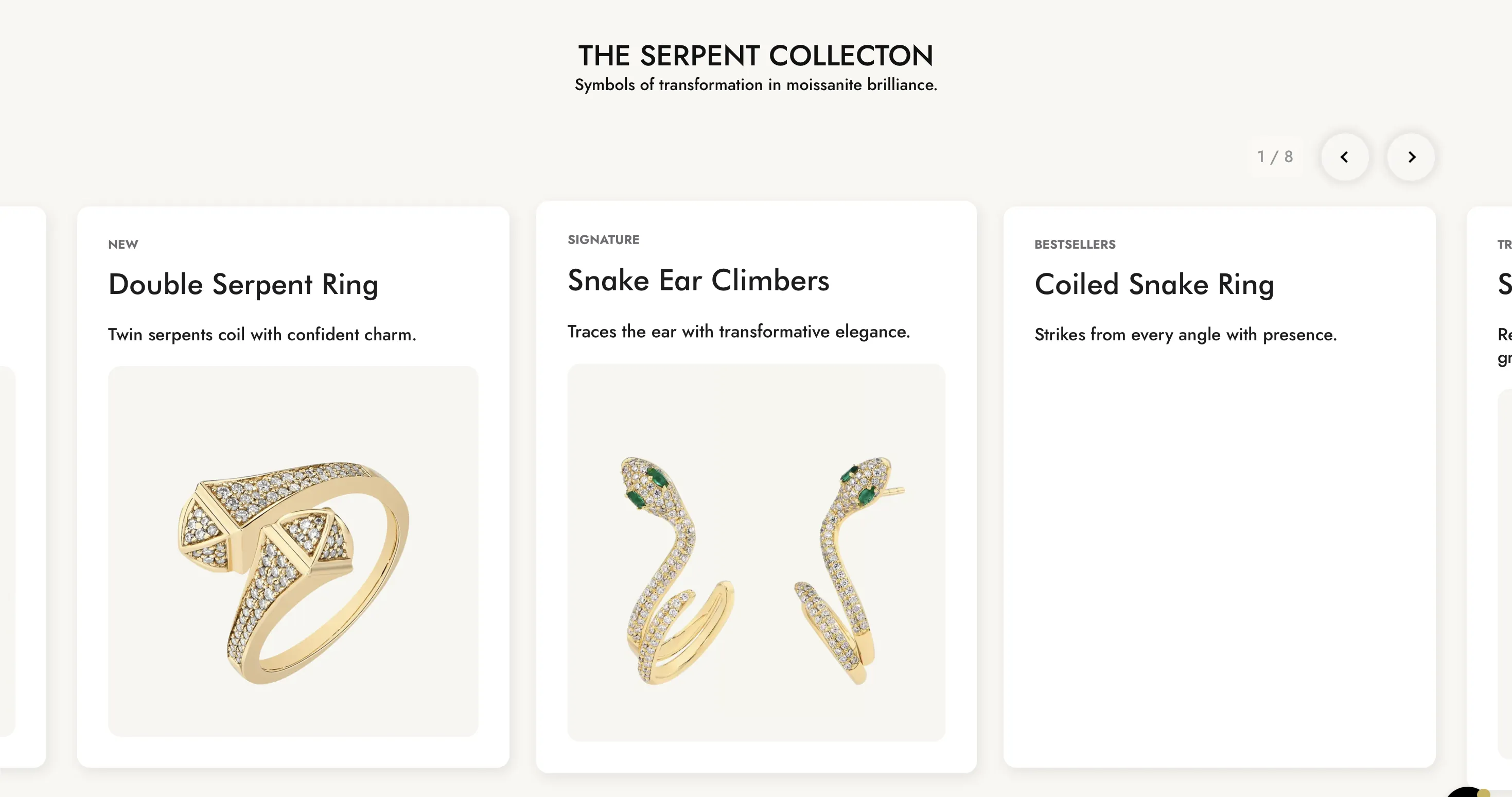 Sensitive Stones – Signature serpent silhouettes.